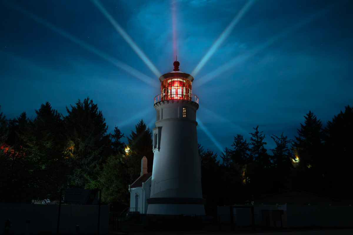Umpqua River Lighthouse at Night