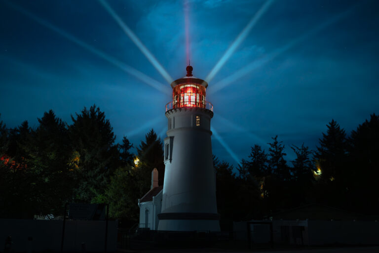 Umpqua River Lighthouse at Night